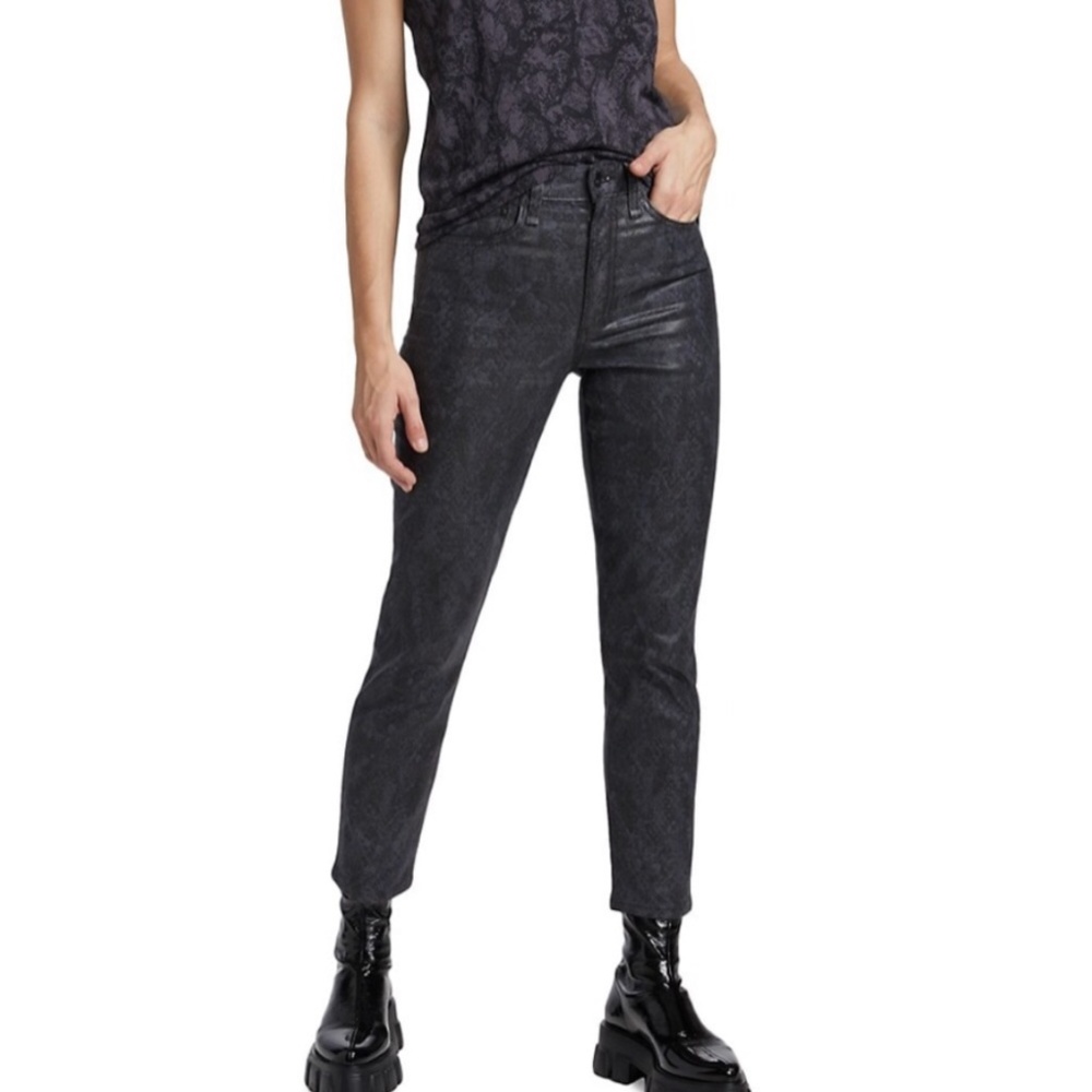 Rag & bone Nina snake foil  high rise ankle cigarette jeans size  29